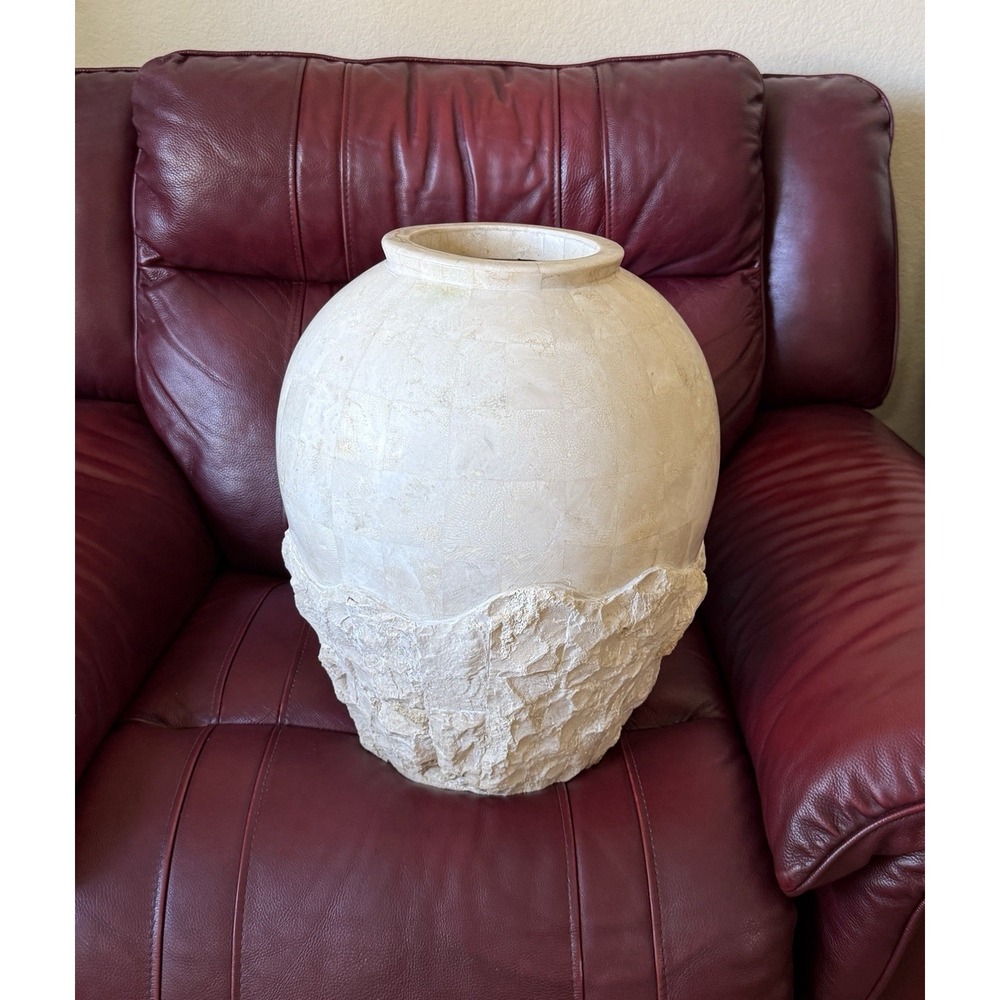 Large Contemporary Tessellated Stone Floor Vase